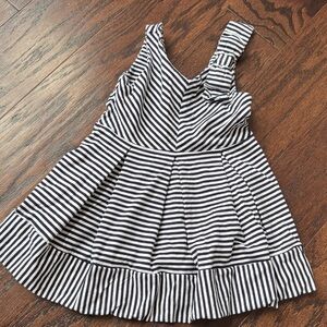 Girls Navy and White Striped Casual Dress